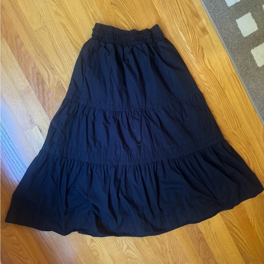 Quince Black Maxi tiered Skirt